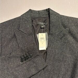 NWT Ann Taylor Wool Blend Blazer Jacket 8 Charcoal Grey Double Breasted Lined